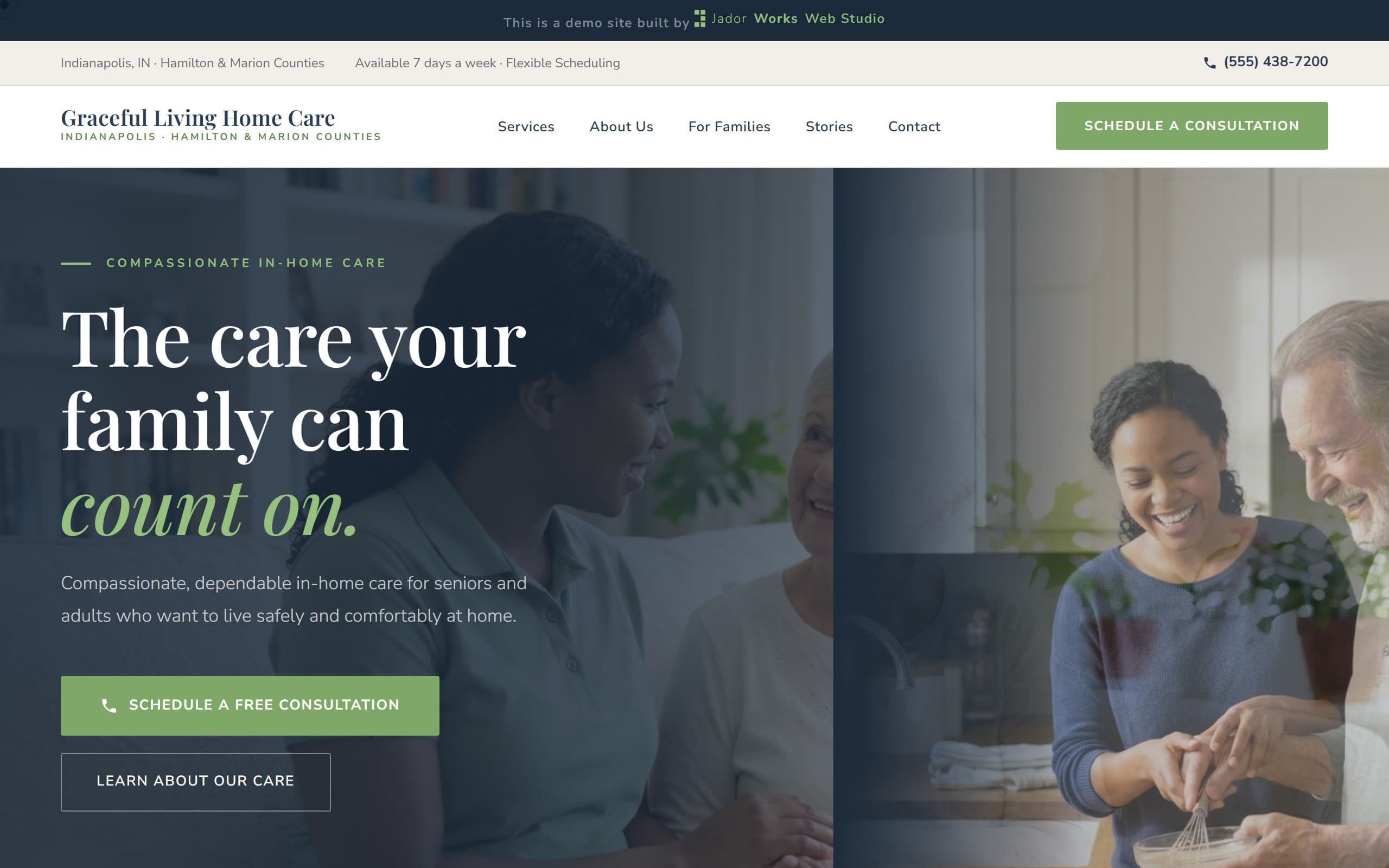 Graceful Living Home Care website demo — Home Care & Senior Services website example built by JadorWorks