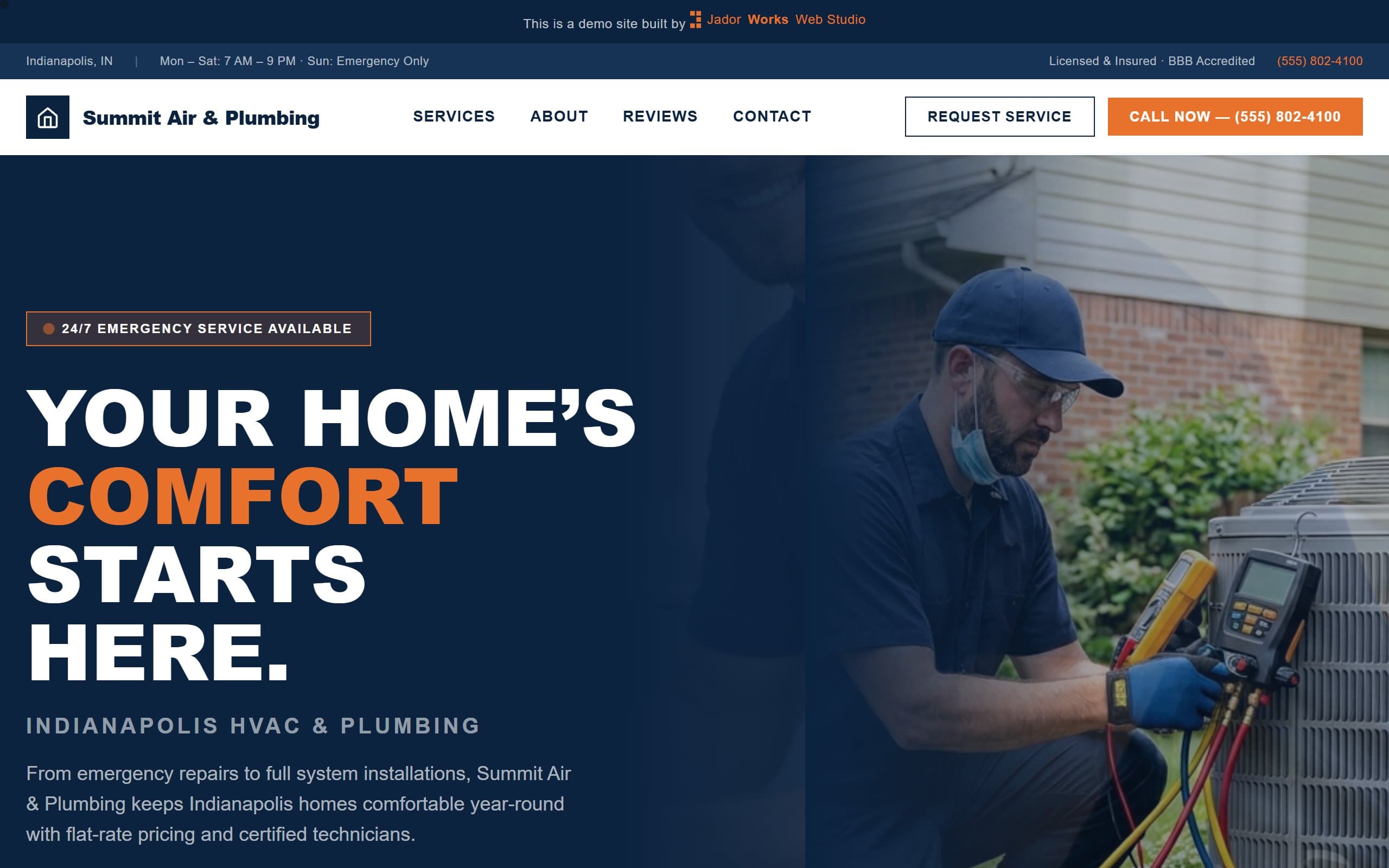 Summit Air & Plumbing website demo — HVAC & Plumbing website example built by JadorWorks