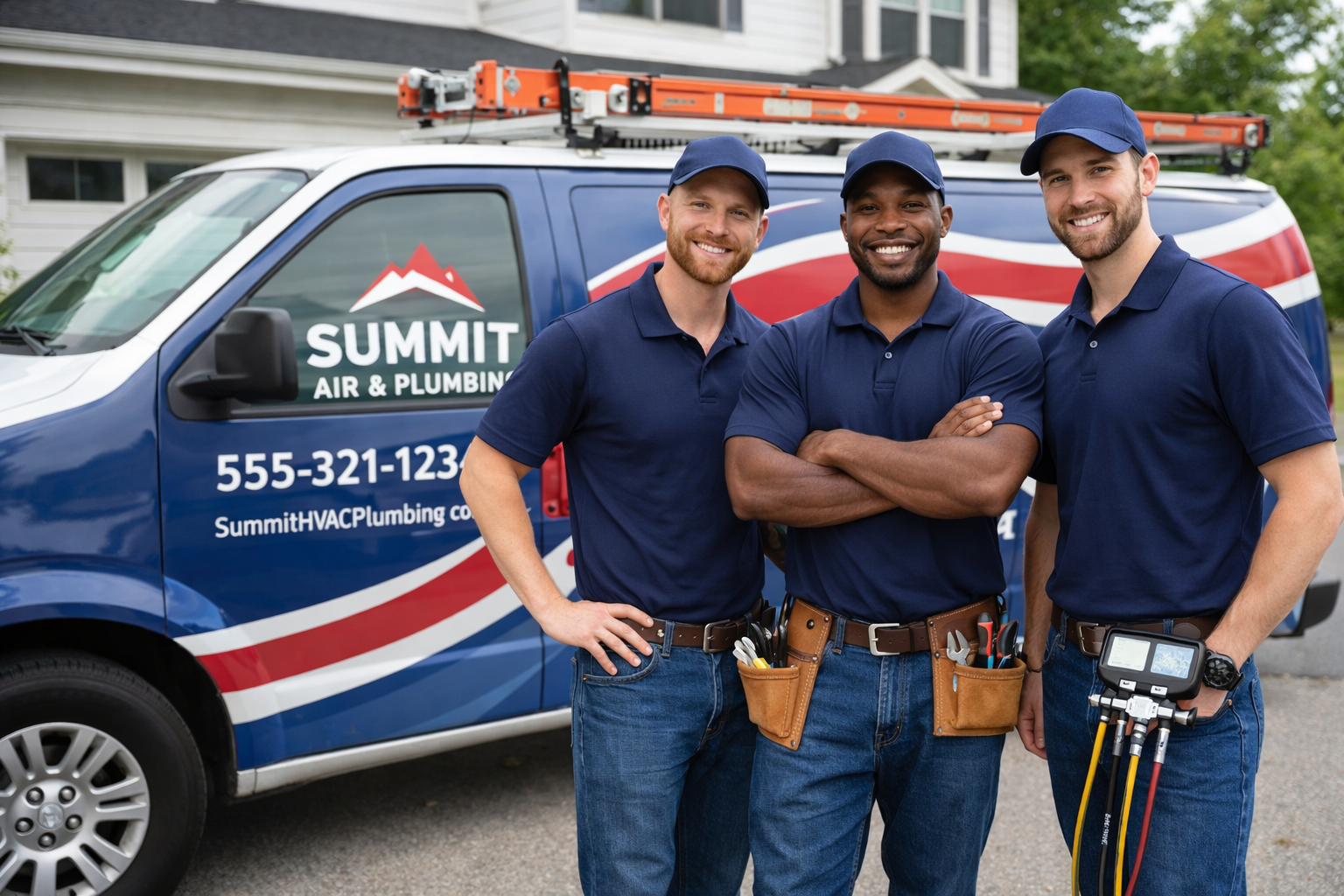 Technician performing furnace maintenance in a home